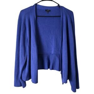 Talbots Cropped Cardigan Sweater Plus Size 2X Blue Cropped Cover Up Open Front